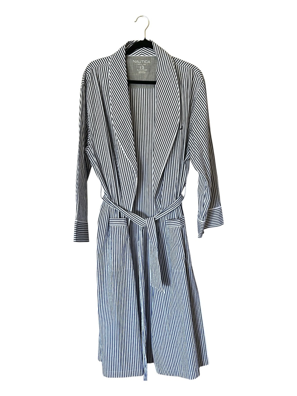 Nautica Mens Sustainable Striped Cotton Robe  NWOT